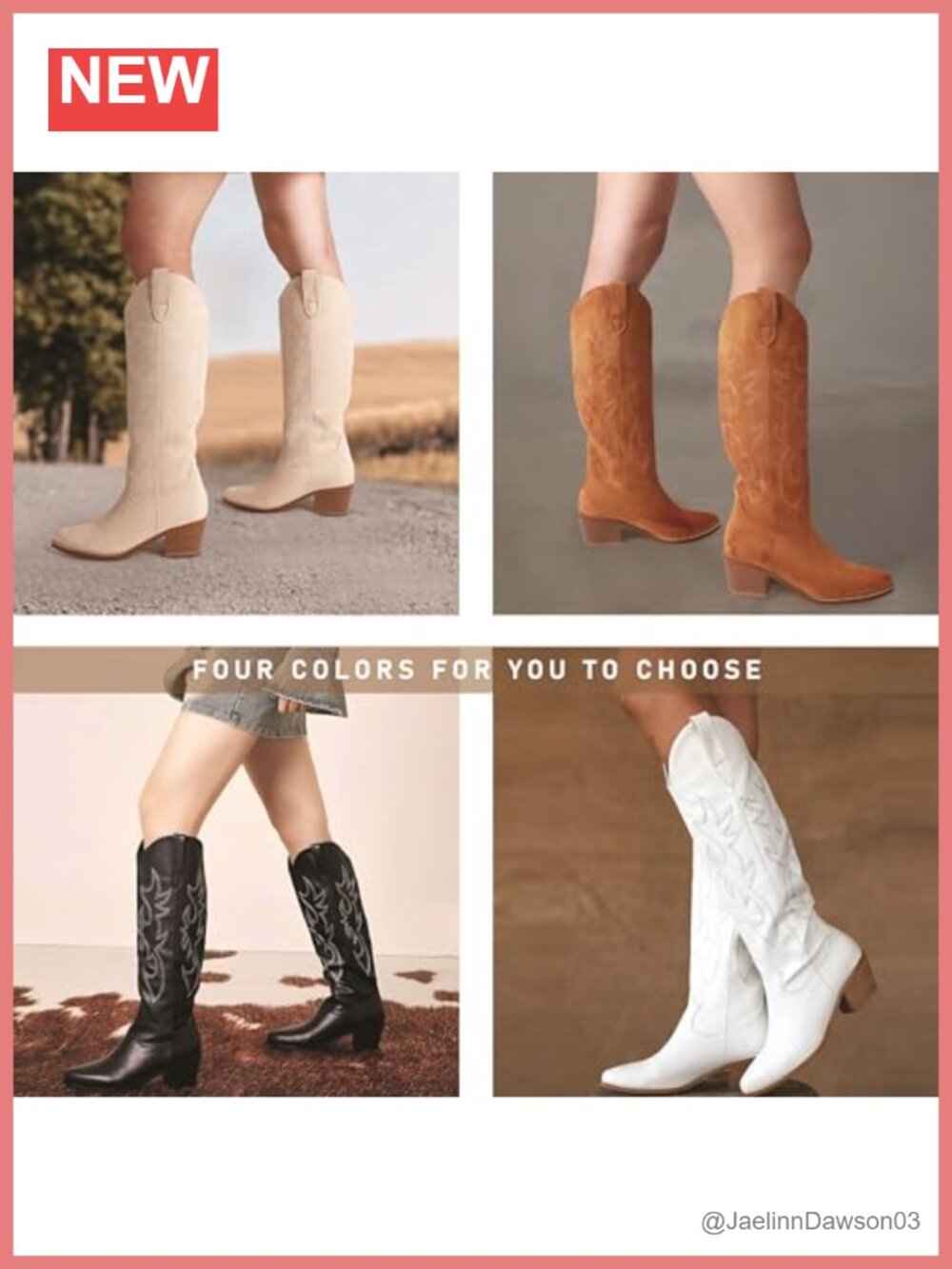 Women's Suede Cowgirl Boots with Block Heel Pull On - Picture 5 of 6